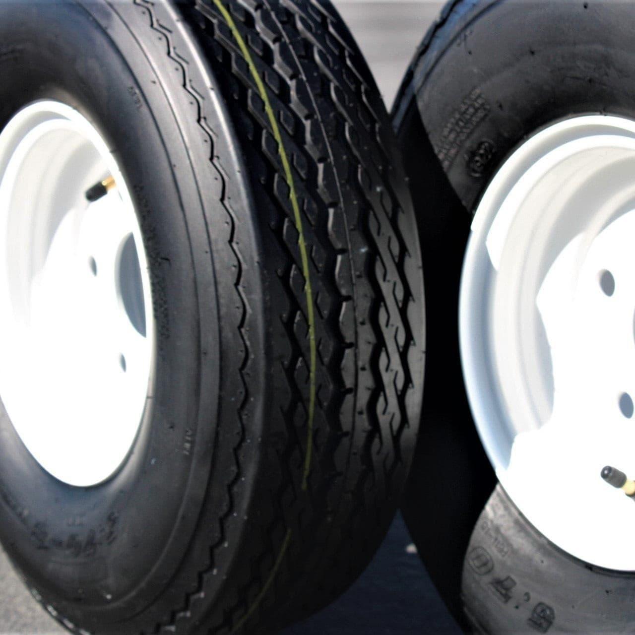 Antego 2-Pack Trailer Tire On Rim 570-8 5.70-8 Load C 5 Lug White Wheel.