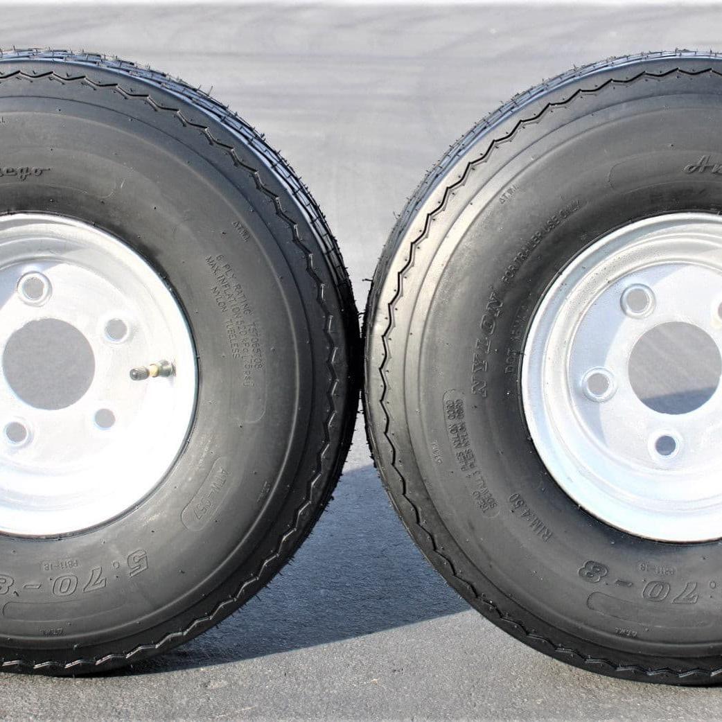 2-Pack Antego Trailer Tire On Rim 570-8 5.70-8 Load C 5 Lug Galvanized Wheel.