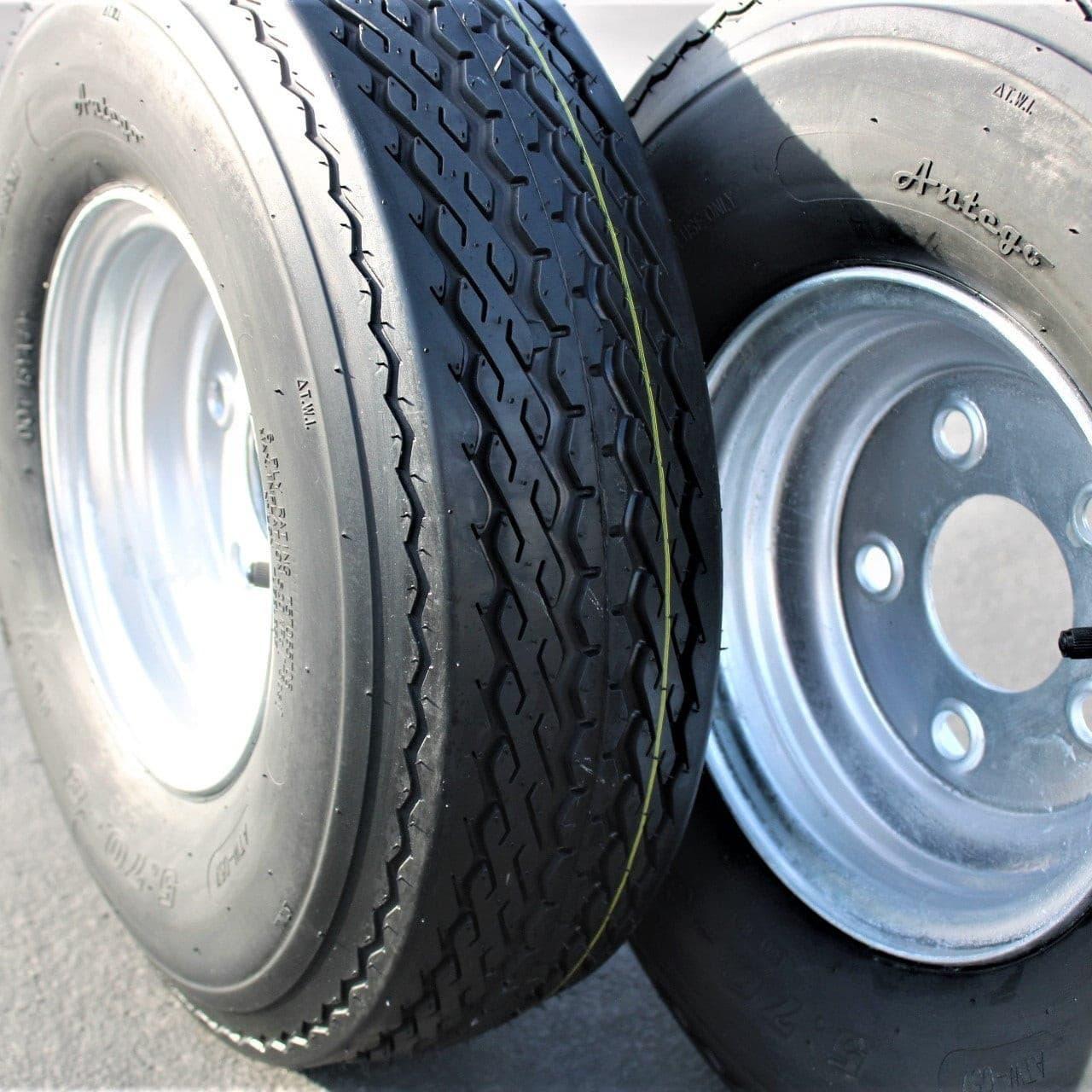 2-Pack Antego Trailer Tire On Rim 570-8 5.70-8 Load C 5 Lug Galvanized Wheel.