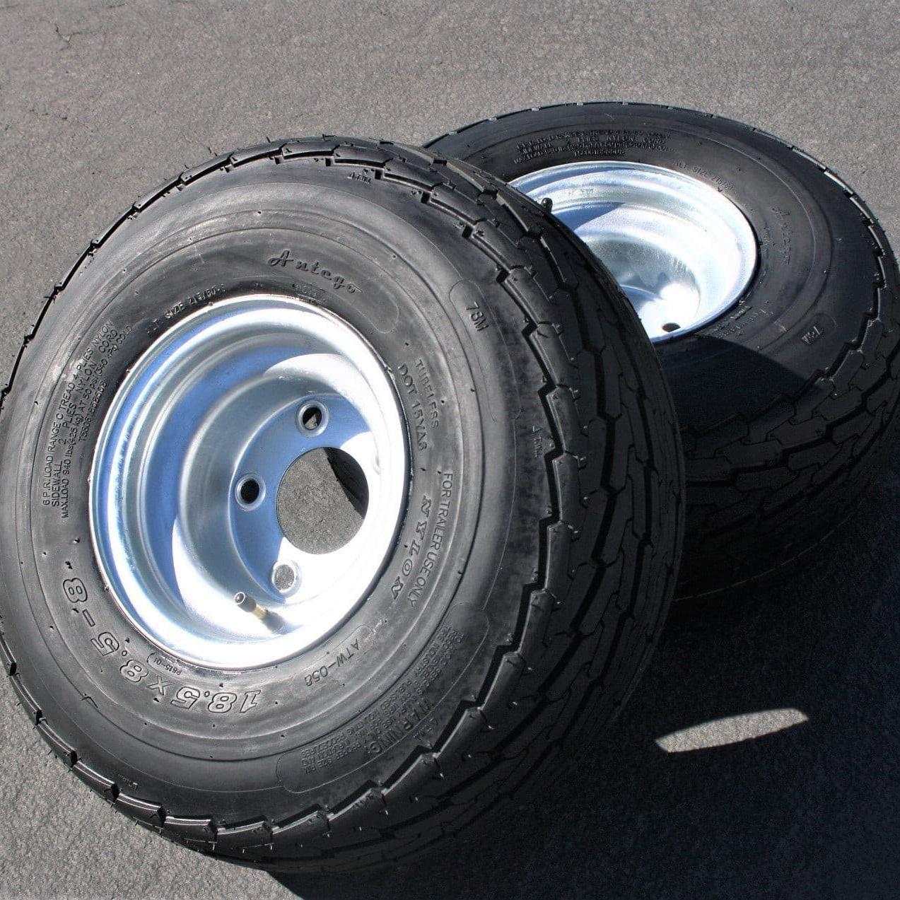 Antego 5-hole 8" x 7" Set of 2 Galvanized Trailer Wheel & Tire 215/60-8 (18.5x8.50-8).