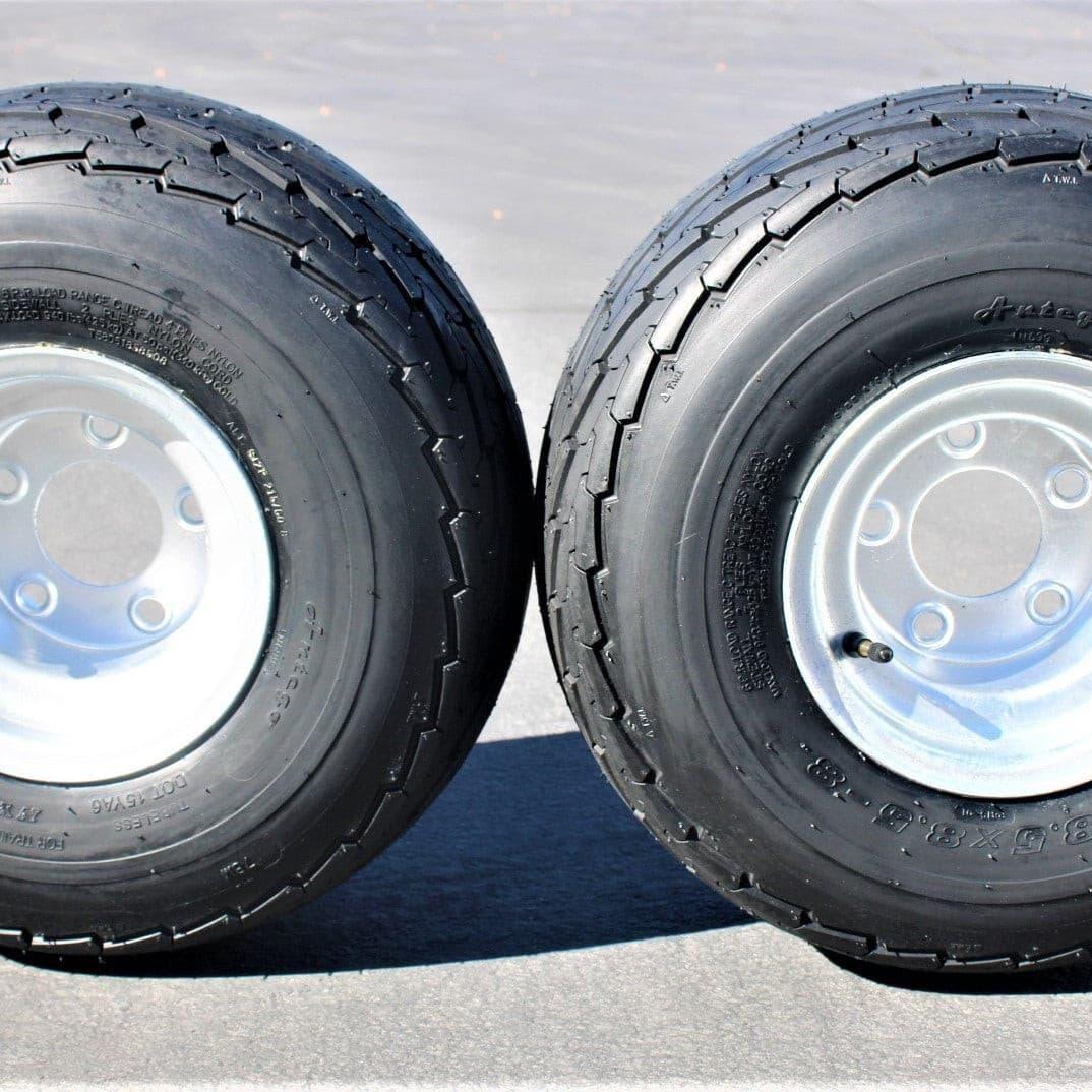 Antego 5-hole 8" x 7" Set of 2 Galvanized Trailer Wheel & Tire 215/60-8 (18.5x8.50-8).