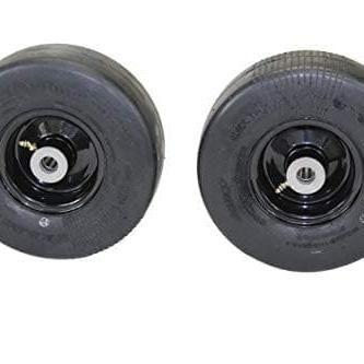 9x3.50-4 Flat Proof, Smooth Semi Pneumatic with Black Wheel (Set of 2) Replacement for ARIENS and Gravely.