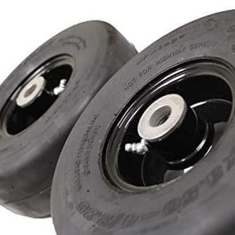 9x3.50-4 Flat Proof, Smooth Semi Pneumatic with Black Wheel (Set of 2) Replacement for ARIENS and Gravely.