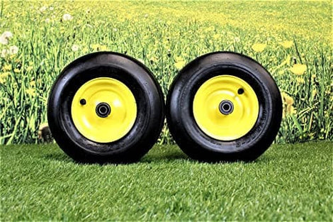 13x5.00-6  4 Ply Tires & 6x3.25 John Deere Wheels  for Lawn & Garden Mower Turf Tires (Set of 2).