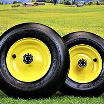 13x5.00-6  4 Ply Tires & 6x3.25 John Deere Wheels  for Lawn & Garden Mower Turf Tires (Set of 2).