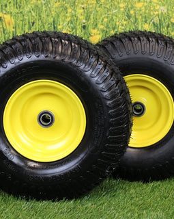 15×6.00-6 4 Ply Tires with 6×4.5 John Deere Wheels .75″ Bearing (Set of 2 Assemblies).