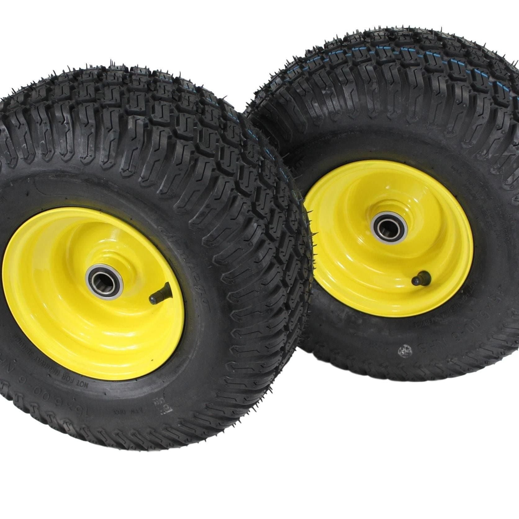 15×6.00-6 4 Ply Tires with 6×4.5 John Deere Wheels .75″ Bearing (Set of 2 Assemblies).