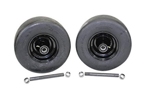 (Set of 2) 13x6.50-6 Semi-Pneumatic Flat Free Smooth with 6x4.5 Black Wheel Assembly