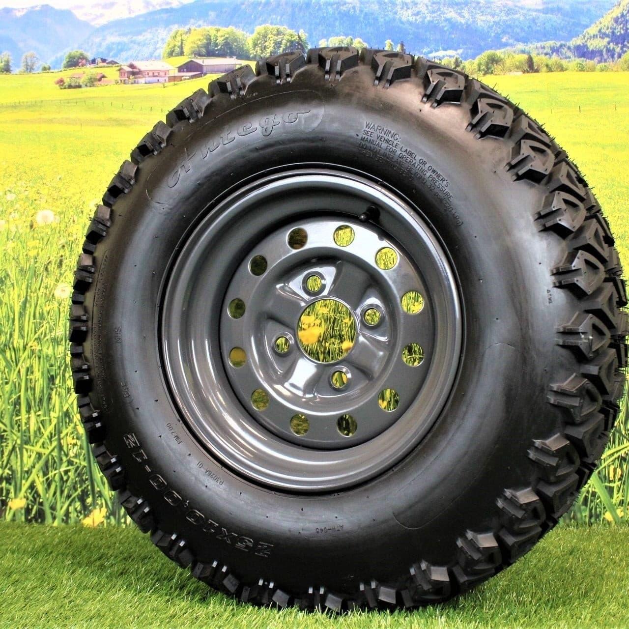 (Qty:1) 25x10.00-12 tire with 4 Hole wheel for Kubota RTV’s 900, 1100, 1140 UTV’s Assy 6 Ply ATW-045.