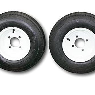 2-Pack Antego Trailer Tire On Rim 480-8 4.80-8 Load C 4 Lug White Wheel.