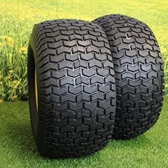 20x10.00-8 Tires with 8x7 John Deere Yellow Wheels 2 Ply for Lawn & Garden Mower Turf Tires (Set of 2).