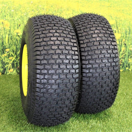 20x8.00-8 4 Ply Tires with 8x7 John Deere Yellow Wheels for Lawn & Garden Mower Turf Tires (Set of 2).