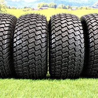 18X8.50-8" Turf Tires 4 Ply with 8x7 Matte Black Steel Golf Cart Wheel Assemblies (Set of 4).