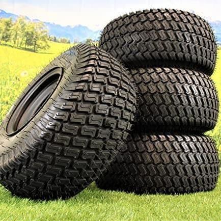 18X8.50-8" Turf Tires 4 Ply with 8x7 Matte Black Steel Golf Cart Wheel Assemblies (Set of 4).