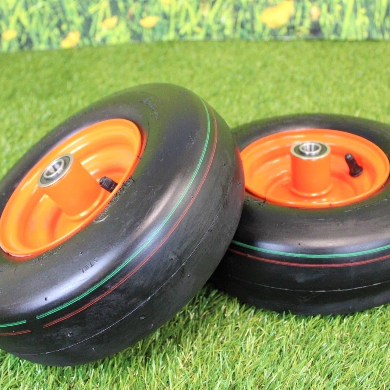 11x4.00-5 Tires & 5.25 Kubota Orange Wheels 4 Ply for Lawn & Garden Mower (Set of 2).