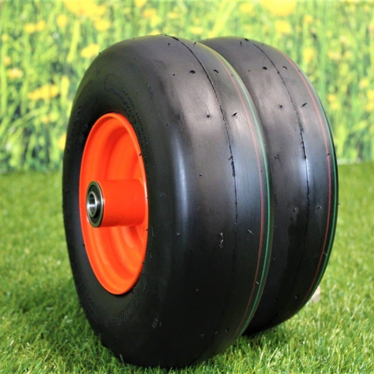 11x4.00-5 Tires & 5.25 Kubota Orange Wheels 4 Ply for Lawn & Garden Mower (Set of 2).