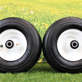 13x6.50-6 4 Ply Smooth with 6x4.5 White Wheel Assembly for Exmark & Toro (Set of 2).