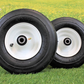 13x6.50-6 4 Ply Smooth with 6x4.5 White Wheel Assembly for Exmark & Toro (Set of 2).
