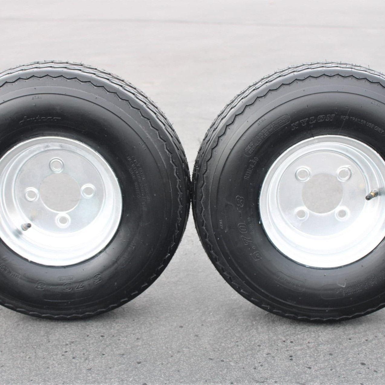 2-Pack Antego Trailer Tire On Rim 570-8 5.70-8 Load C 4 Lug Galvanized Wheel.