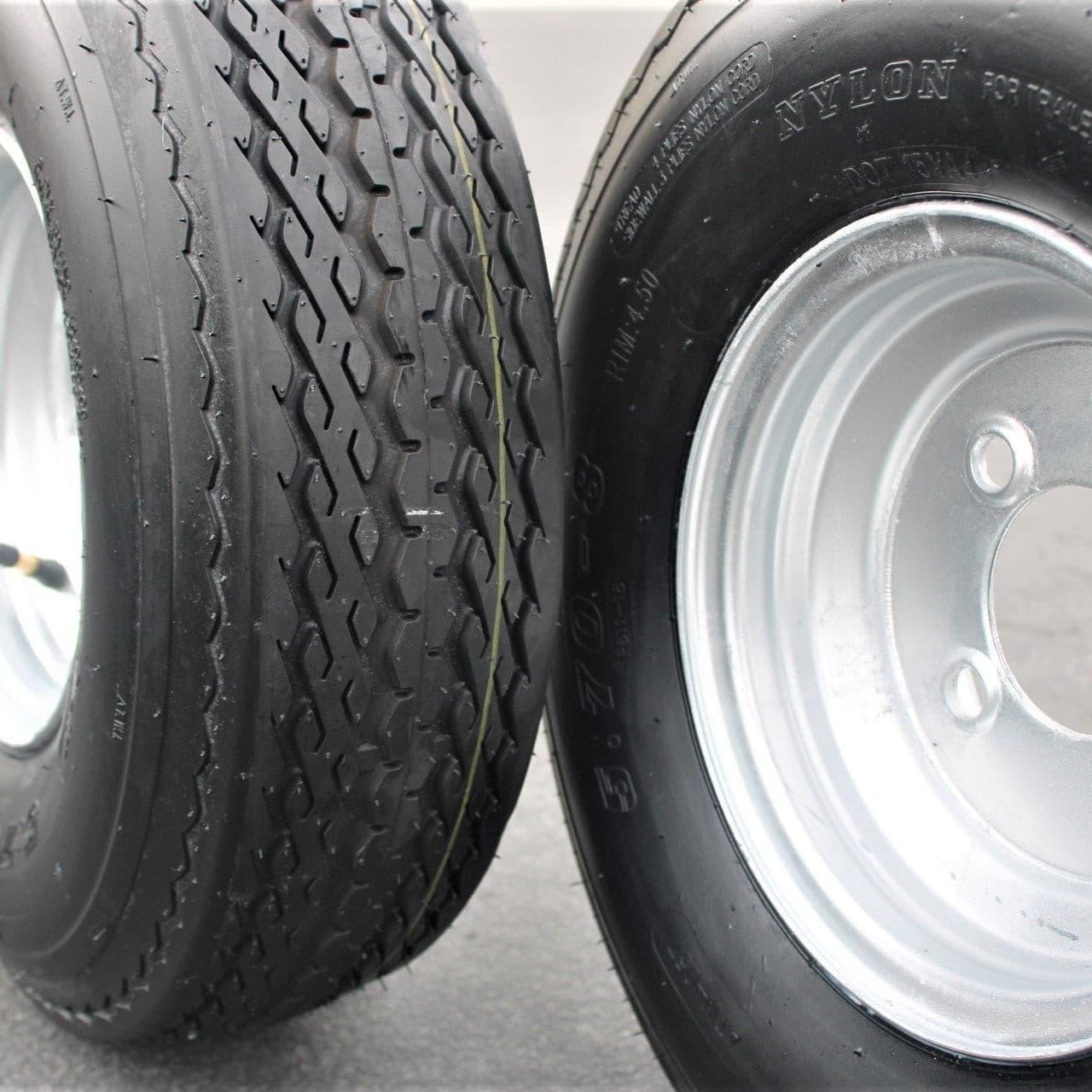 2-Pack Antego Trailer Tire On Rim 570-8 5.70-8 Load C 4 Lug Galvanized Wheel.