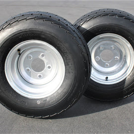 205/65-10 20.5x8.0-10 10 ply Load Range E Super Durable Antego Trailer Tire Wheel Assy - 5 Lug Galvanized Rim (Set of 2).