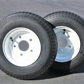 Antego Tire and Wheel Trailer Tires 480-8 4.80-8 4.80x8 4.8-8 with 8" White Rims, Load Range C, 6PR, Set Of 2.