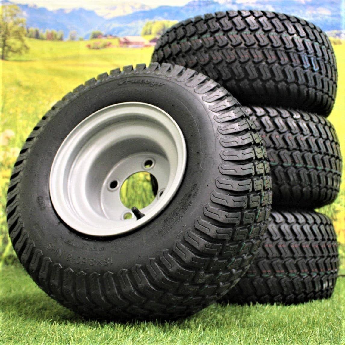 18x8.50-8 with 8x7 Gray Assemblies for Golf Cart and Lawn Mower (Turf Tread ATW-003)(Set of 4).