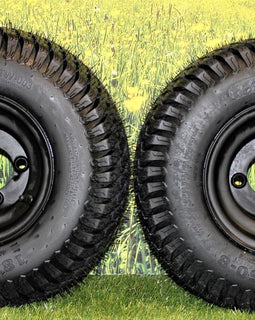 18x8.50-8 Turf Tires and 8x7 Matte Black Alloy Steel Wheels for Golf Carts and Mowers (Set of 2).