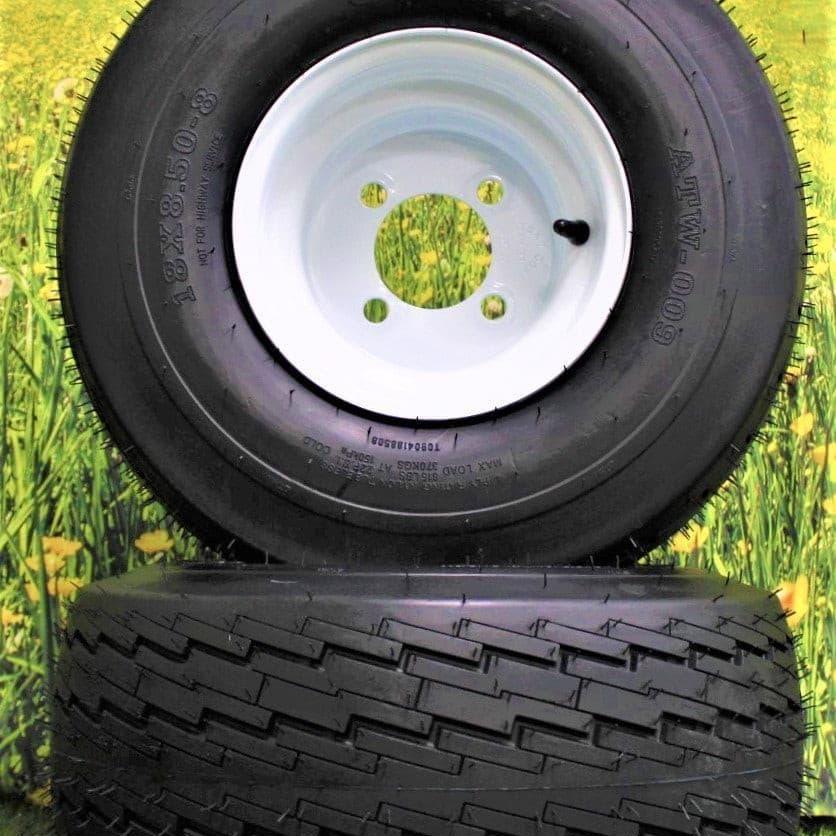 (Set of 2) 18x8.50-8 with 8x7 White Assembly for Golf Cart and Lawn Mower.