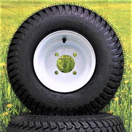 18x8.50-8 Turf Tires on 8x7 White Steel Wheels Compatible with Golf Carts and Mowers (Compatible with Toro Grandstand) (Set of 2).
