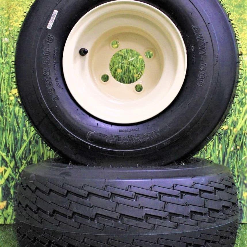 18x8.50-8 with 8x7 Tan Wheel Assembly for Golf Cart and Lawn Mower Set of 2