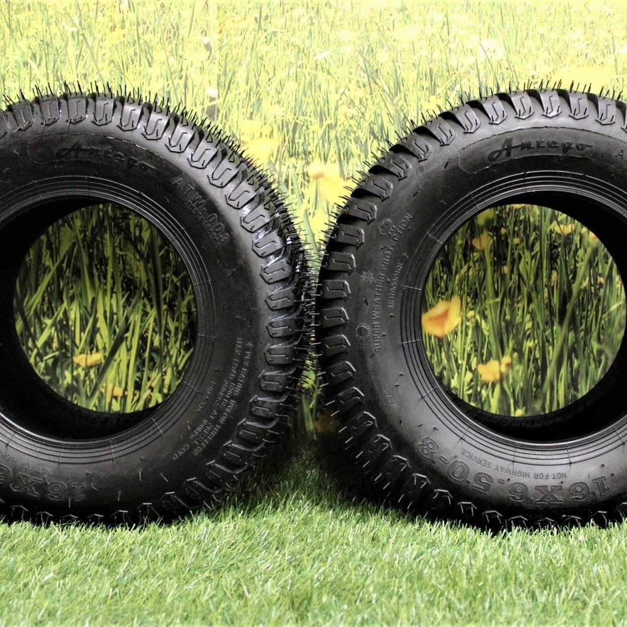 16X6.50-8 4 Ply Turf Tires for Lawn & Garden Mower (Set of Two).