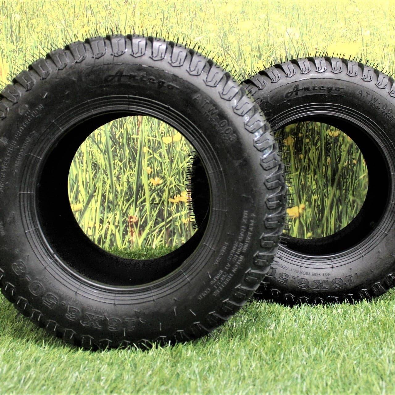 16X6.50-8 4 Ply Turf Tires for Lawn & Garden Mower (Set of Two).