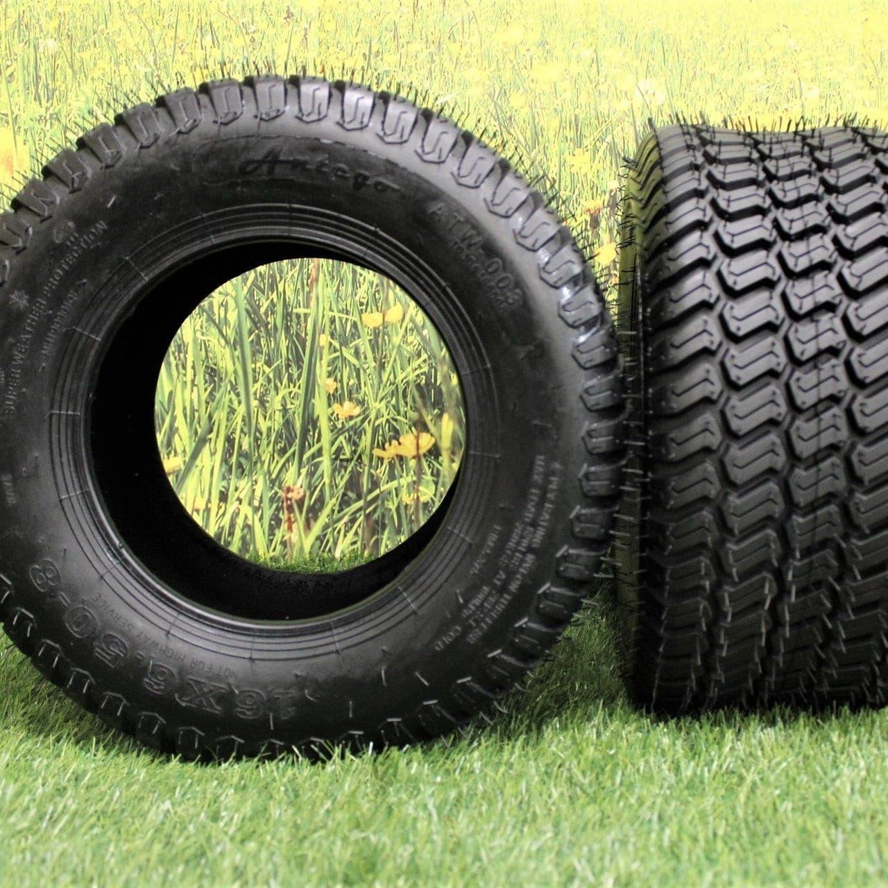 16X6.50-8 4 Ply Turf Tires for Lawn & Garden Mower (Set of Two).