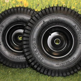 (Set of 2) Matte Black Universal Fit 15x6.00-6 Tires & Wheels 4 Ply for Lawn & Garden Mower Turf Tires .75" Bearing.