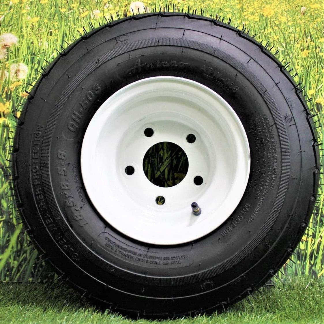 Antego 5-hole 8" x 7" (1 Assembly) White Trailer Wheel & Tire 215/60-8 (18.5x8.50-8).